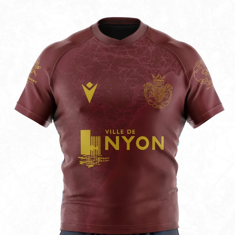 Maillot rouge de la première équipe, 50 ans, sponsor Ville de Nyon en or