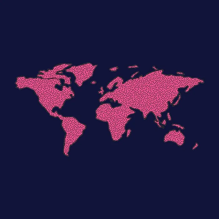 Carte du monde en trame rose